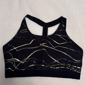 Nike Women's Black Sports Bra with Gold Accents